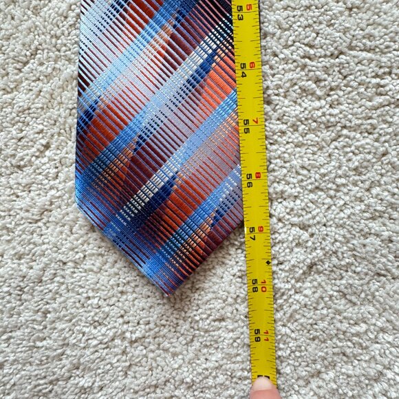 Stacy Adams Strip tie 3.5 x 58 Microfiber‎ hand made Blue Red Silver - Picture 6 of 6